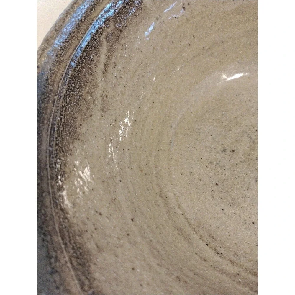 Hand Pottery Bowl Studio Art Brown Drip Glaze Two-Tone Artist‎ Signed GORGEOUS